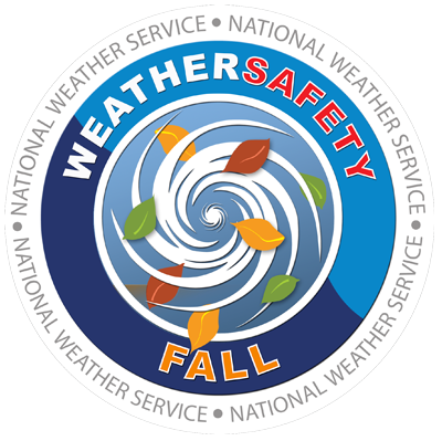 Icon for fall weather safety, showing a hurricane.